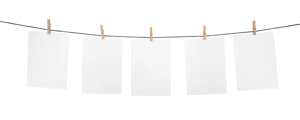 5 clean sheets on clothesline — Stock Photo, Image