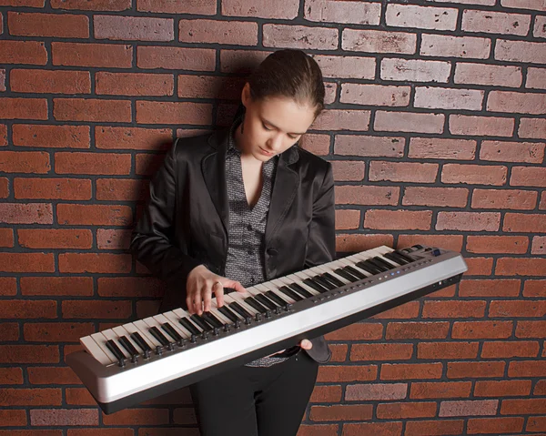 stock image Portrait of musician with midi