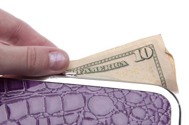 Purple Wallet with Money clipart