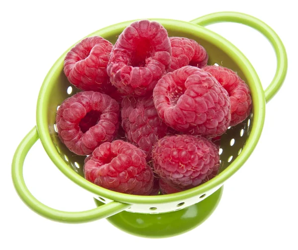 Fresh Raspberries in a Colander — Stock Photo, Image