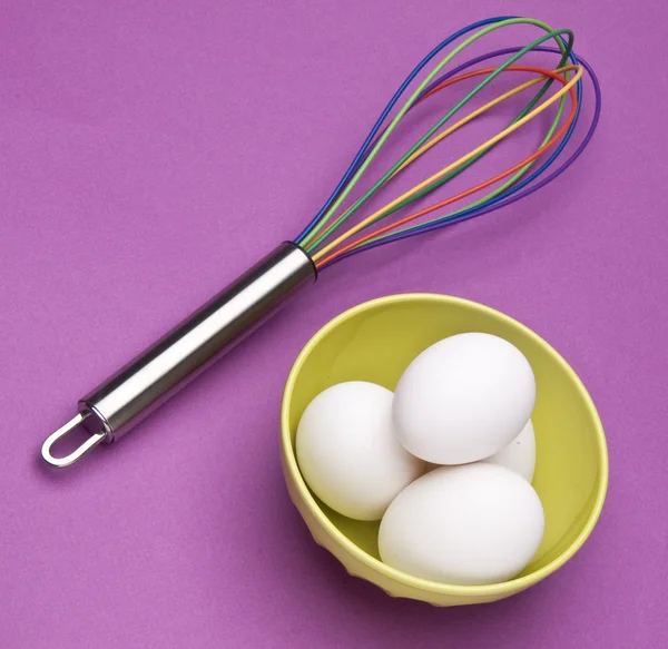 Rainbow Whisk with Eggs — Stock Photo, Image