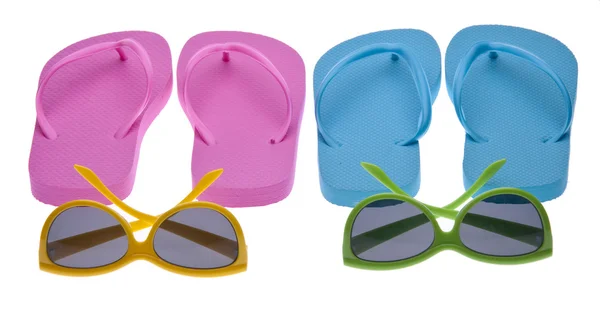 Flip flips och solglasögon — Stockfoto