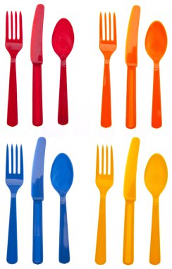 Sets of Vibrant Plastic Silverware clipart