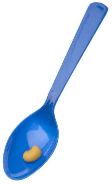 Λίμα φασόλια σε ένα μπλε κουτάλι — Φωτογραφία Αρχείου