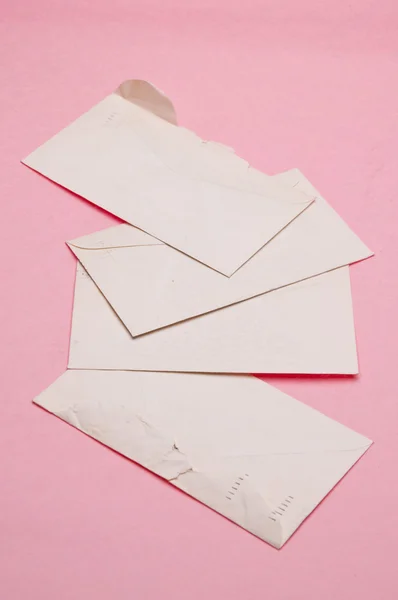Stack of Vintage Letters on Pink — Stock Photo, Image
