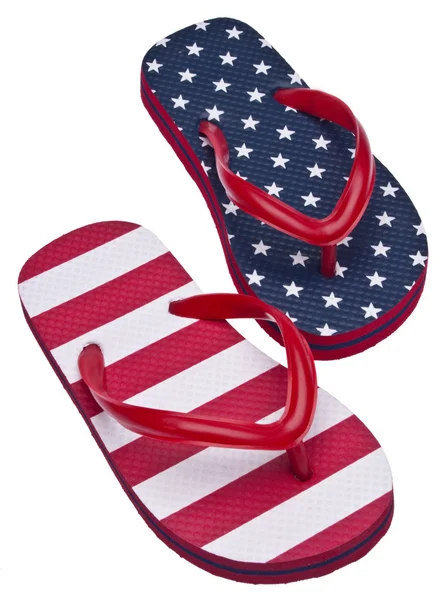 Patriótico Vermelho Branco e Azul Flip Flop S — Fotografia de Stock