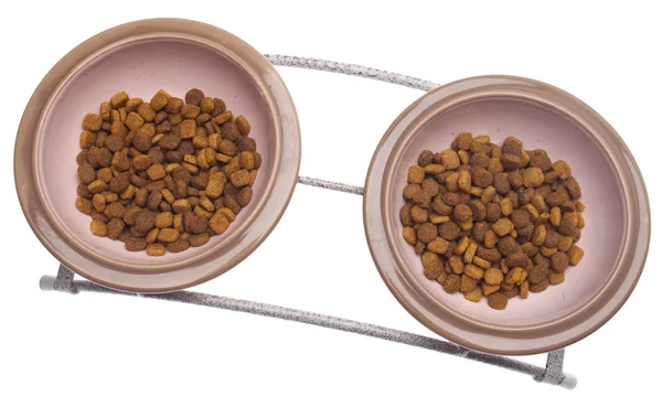Dois pratos de comida de gato — Fotografia de Stock