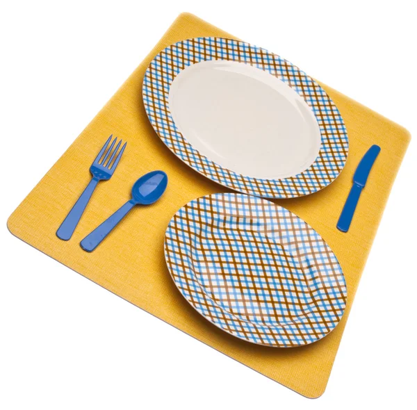 Modern Fun Blue and Brown Place Setting — Stock Photo, Image