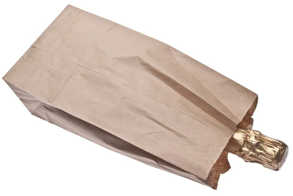 Champage em um saco de papel marrom — Fotografia de Stock