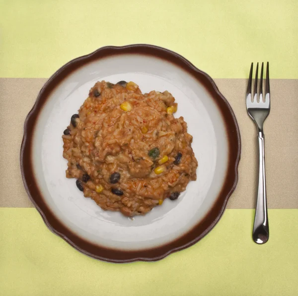 Reis und Bohnen Abendessen — Stockfoto