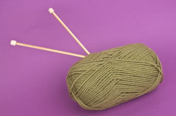 Knitting Yarn with Needles — Stock Photo, Image
