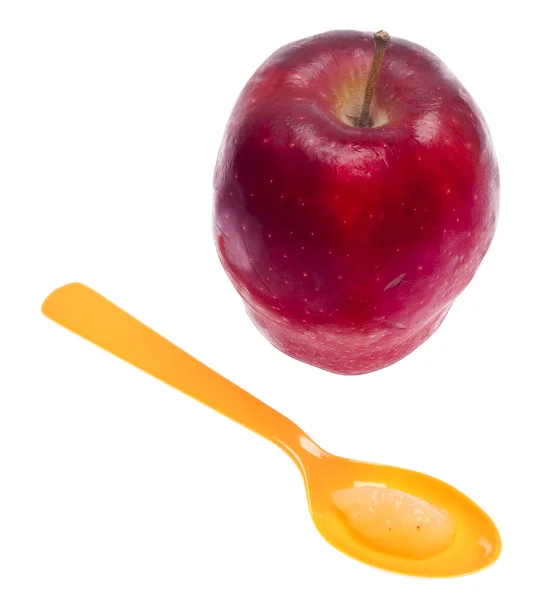 Molho de maçã e uma maçã — Fotografia de Stock
