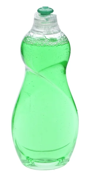Zelená láhev čisticího — Stock fotografie