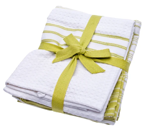 Pila di asciugamani di pulizia verde — Foto Stock