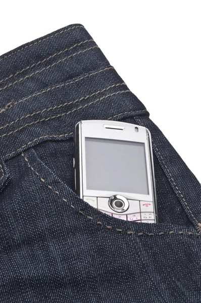 Mobiele telefoon in de zak — Stockfoto