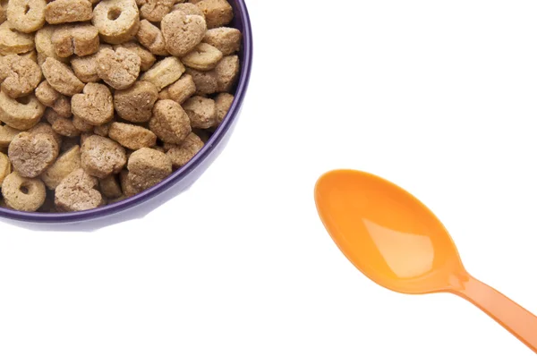 Cereal de pequeno-almoço com formas de coração — Fotografia de Stock