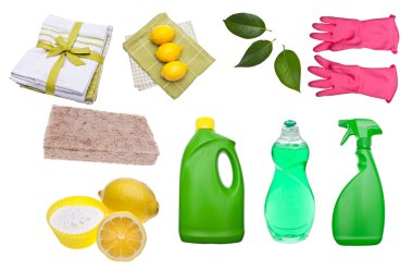 Variety of Green Cleaning Supplies clipart