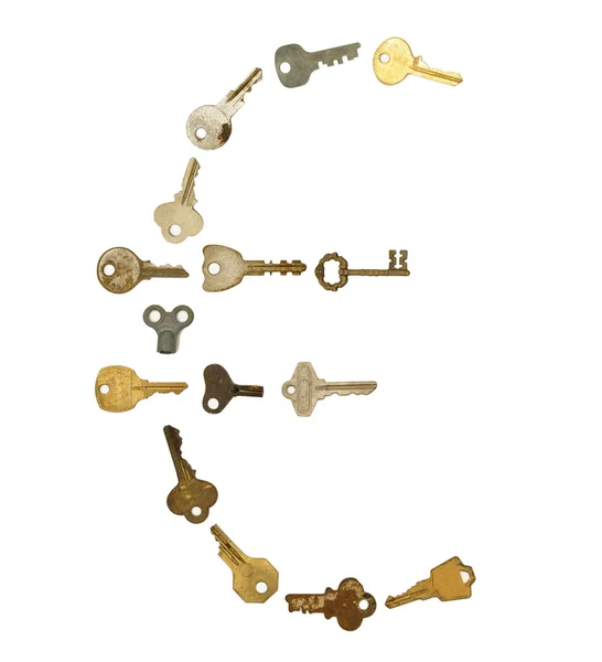 Euro Symbol in Old Keys — Stock Photo, Image