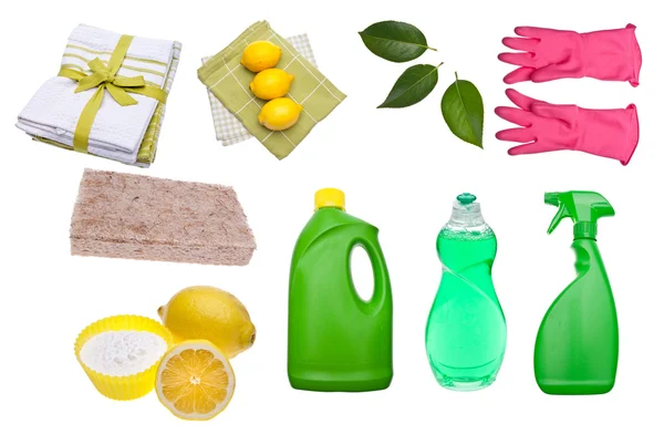 stock image Variety of Green Cleaning Supplies