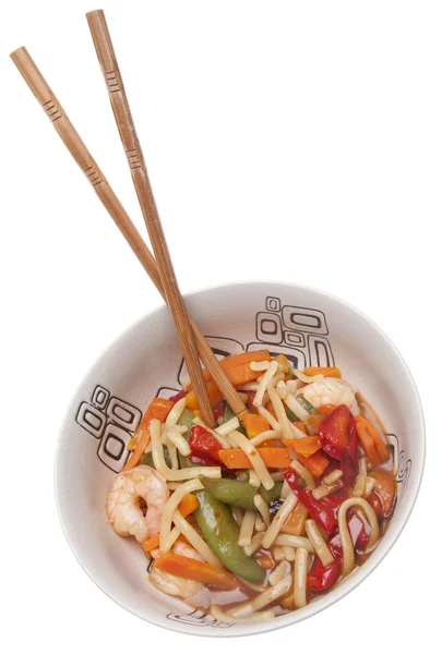 Camarones asiáticos con fideos — Foto de Stock