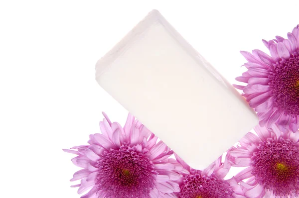 Květiny a obraz lázeňské mýdlo — Stock fotografie