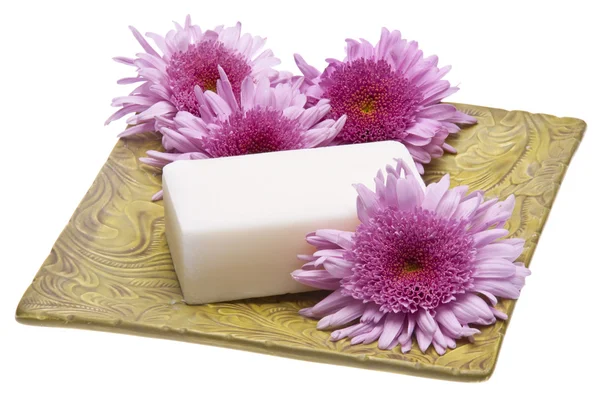 Blumen und Seife Wellness-Image — Stockfoto