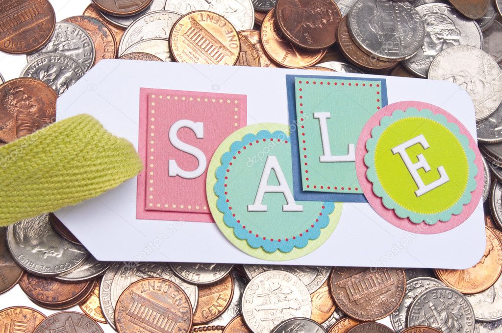 Sale Tag with Money Background