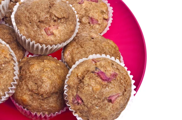 Healthy Whole Wheat Rhubarb Muffins — Stock Photo, Image