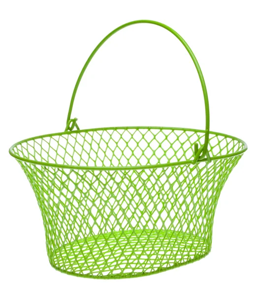 Zielony koszyk metalowy — Zdjęcie stockowe