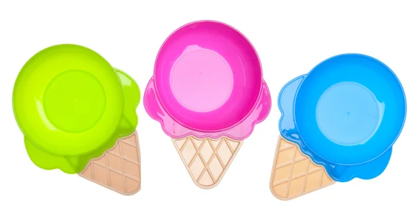 3 つの形の明るいアイス クリーム ボウル — ストック写真