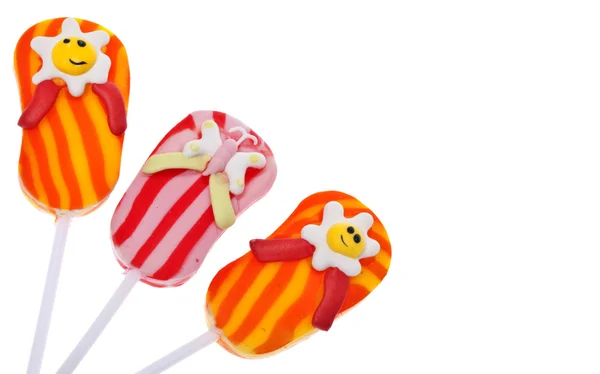 Border of Summer Flip Flop Shaped Lollypops — Stock Photo, Image