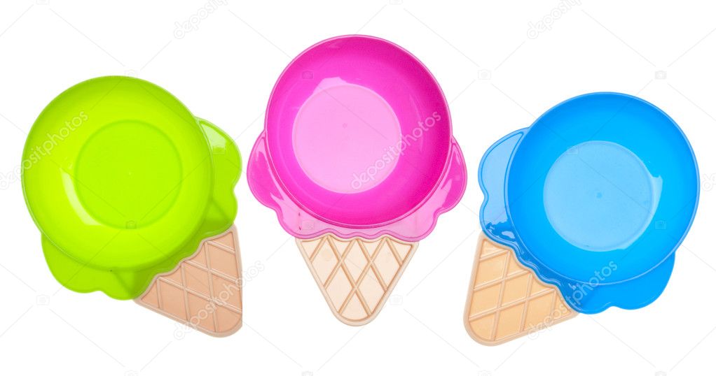 Three Bright Ice Cream Shaped Bowls — Stock Photo © brookefuller 3513774