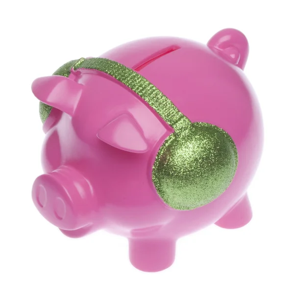 Piggy Bank with Headphones — Stock Photo, Image