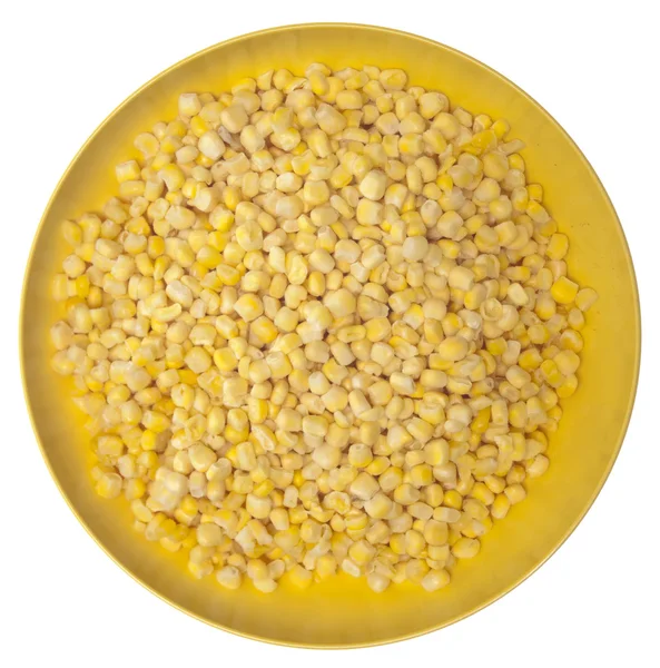 Bevroren maïs in een levendige gele kom — Stockfoto