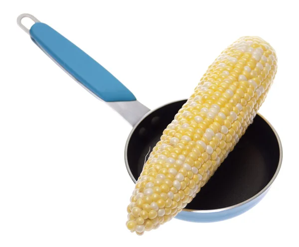 Vibrant Corn in a Blue Cooking Pan — Stock Photo, Image