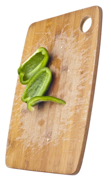 Φέτες φρέσκο πράσινο πιπέρι κουδουνιών — Φωτογραφία Αρχείου