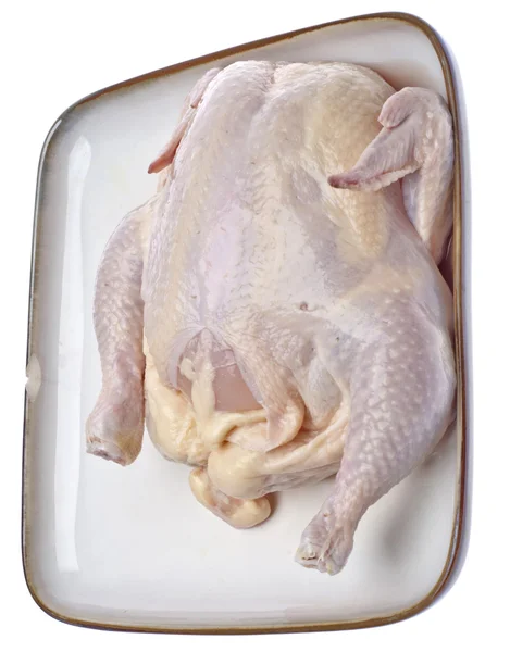 Pollo crudo su un piatto — Foto Stock