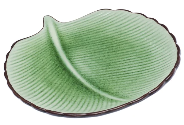 Green Leaf Shaped Plate — Stock Photo, Image