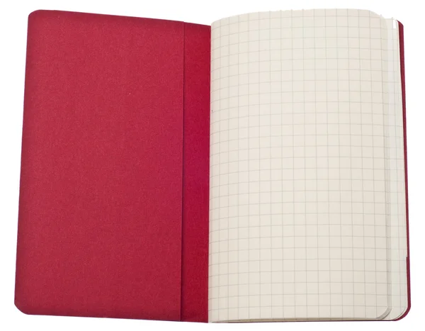 Červené deník s graf čtvercové stránky a kapsy — Stock fotografie