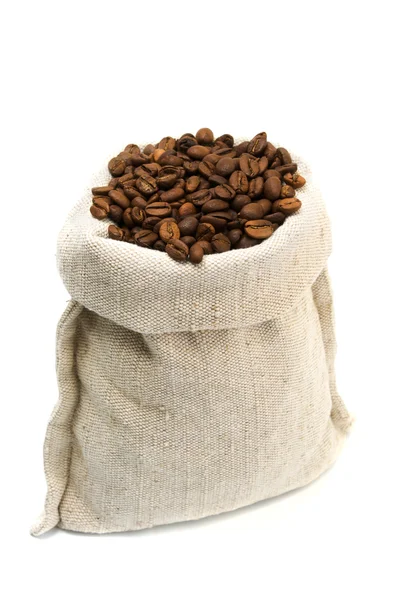 커피 콩, 굵은 삼 베 자루 — 스톡 사진