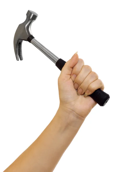 Hammer in einer schönen weiblichen Hand — Stockfoto