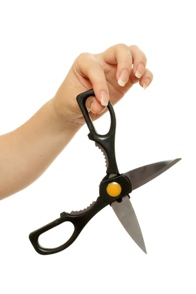 Female hand holding scissors — Stock Photo, Image