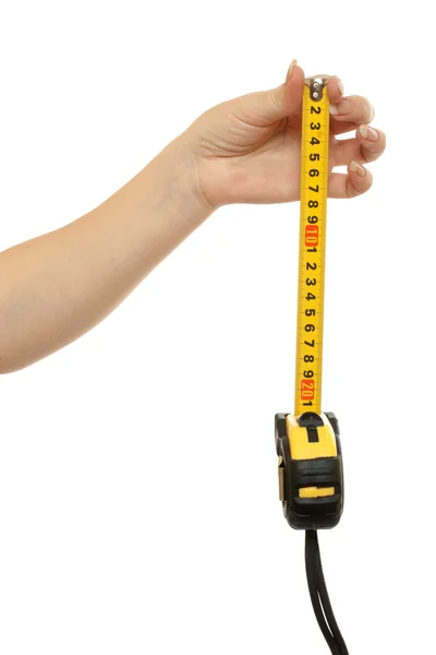 stock image Tape-measure in a beautiful female hand