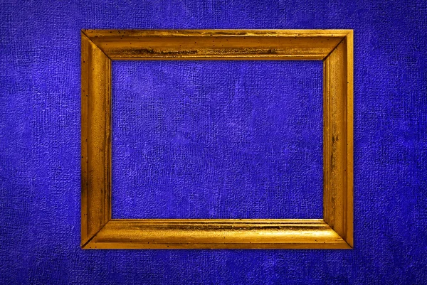 Moldura vintage sobre papel de parede azul — Fotografia de Stock
