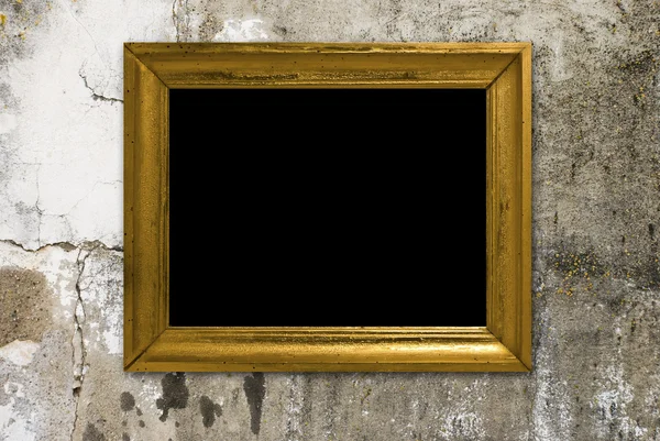 Alte Grunge-Wand mit Vintage-Gold-Rahmen — Stockfoto