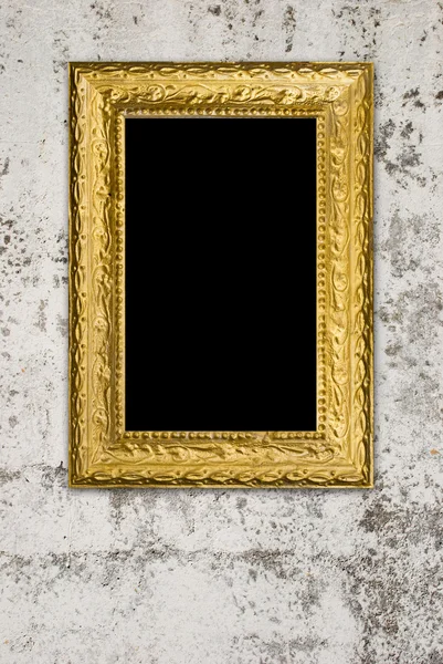 Grunge inredning med vintage guld ram — Stockfoto