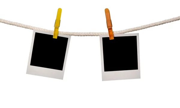 Tarjetas Polaroid en una cuerda — Foto de Stock