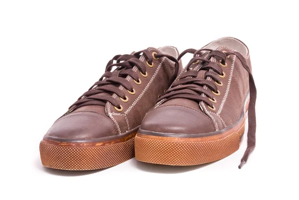 Hnědé krajkové boty — Stock fotografie
