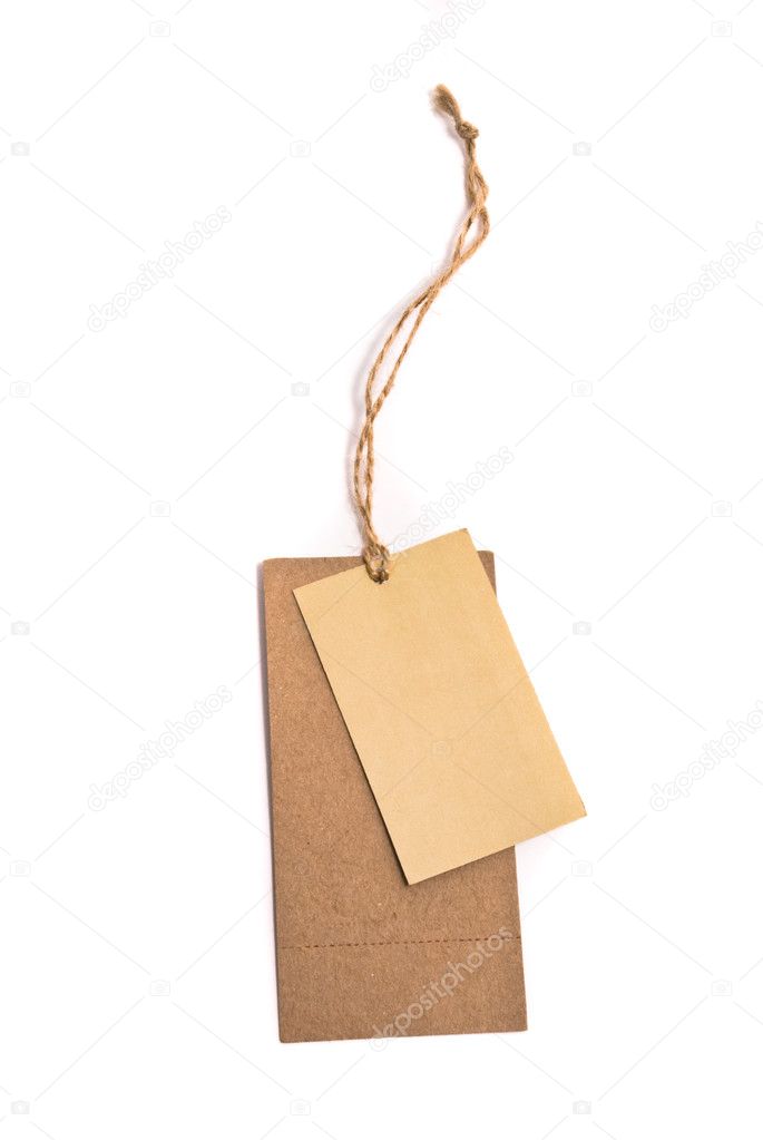 Blank tag tied with brown string. Stock Photo by ©Hintau_Aliaksey