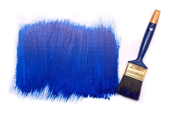 Professional brush with blue paint — Stock Photo, Image